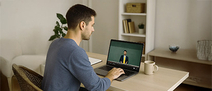 Person learning new skills online